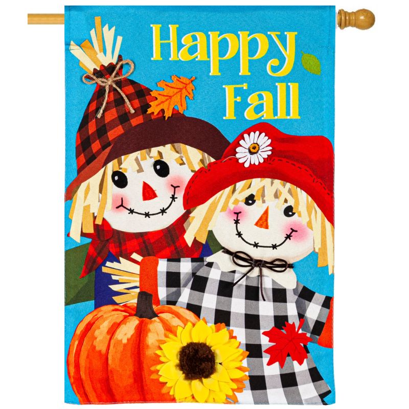 Scarecrow Couple Linen Flag